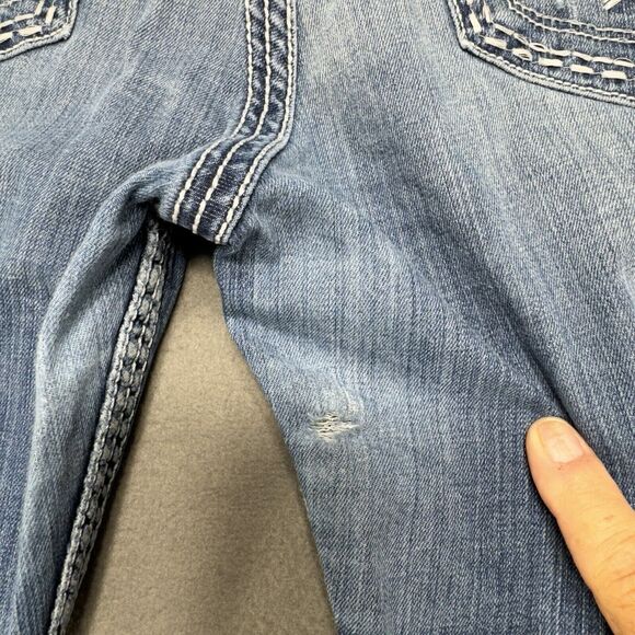 BKE Payton Jeans Womens 32x30 Low Boot Stretch Ripped Western Medium Wash Denim - Picture 2 of 15